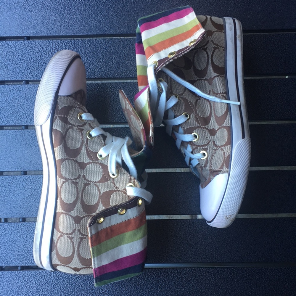 Coach hightop sneakers. Brown. Size 7 women